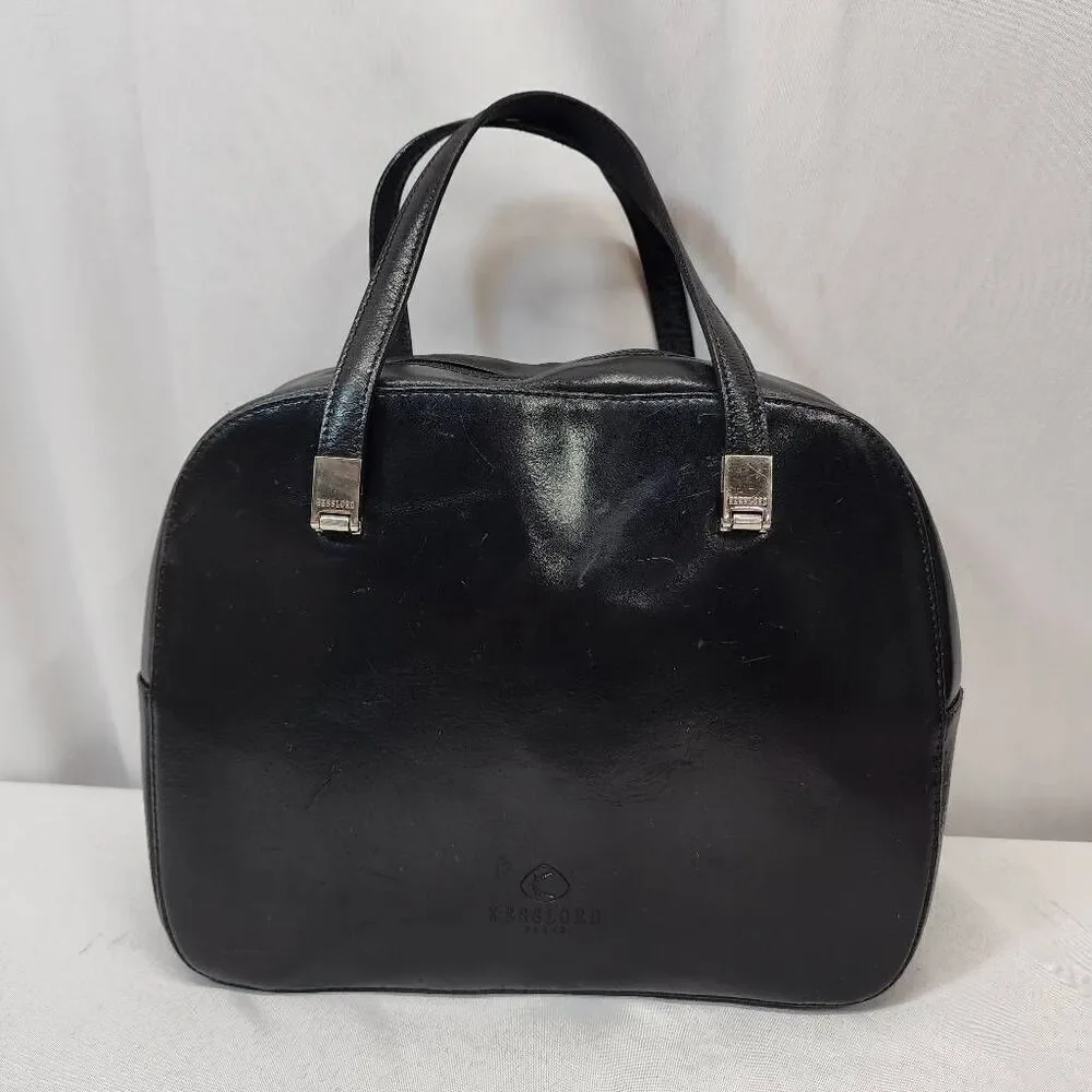 KessLord Black Calfskin Double-Handle Handbag